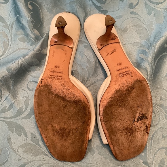 Prada White Leather Tassel Mules Size 40 - Picture 4 of 9